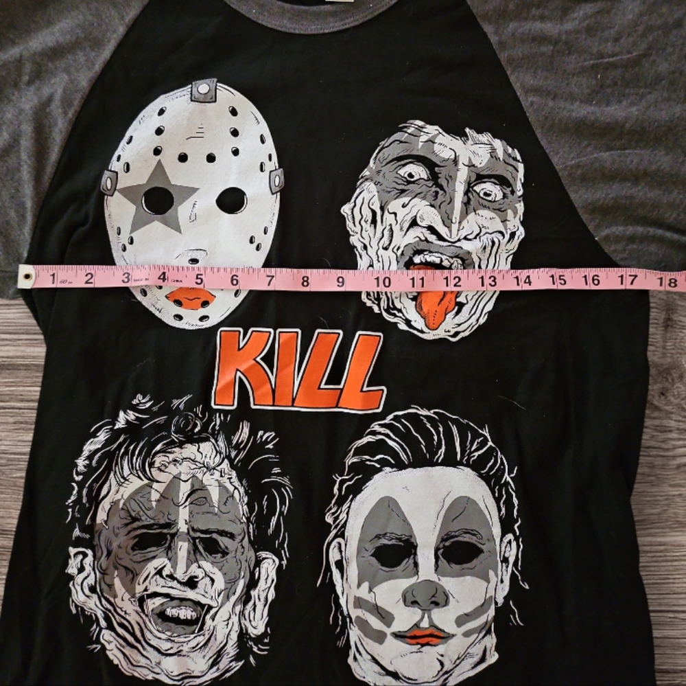 KISS/HORROR Mashup Baseball Tee - Picture 3 of 7